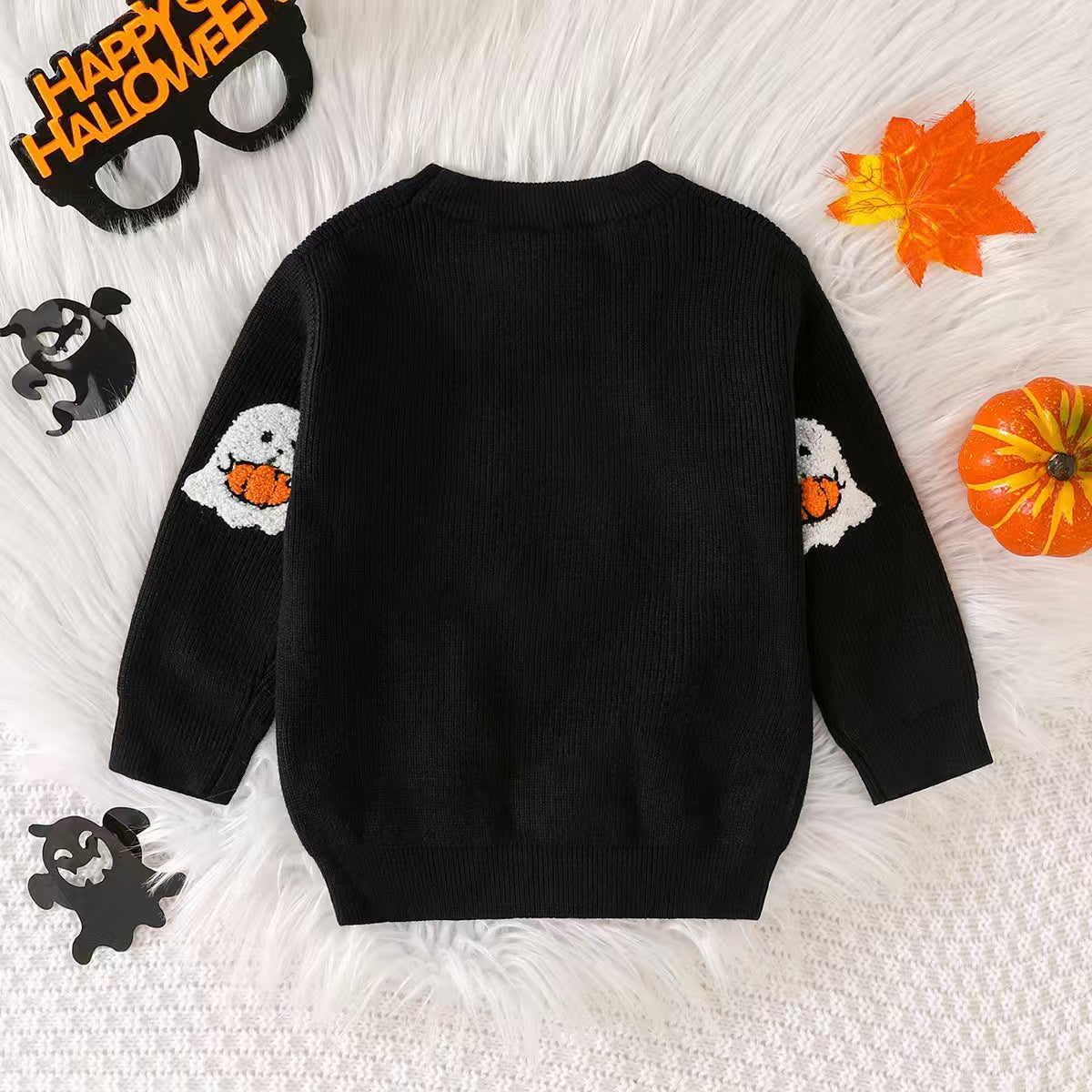 Halloween Three-Dimensional Embroidery Ghost Pumpkin Sweater