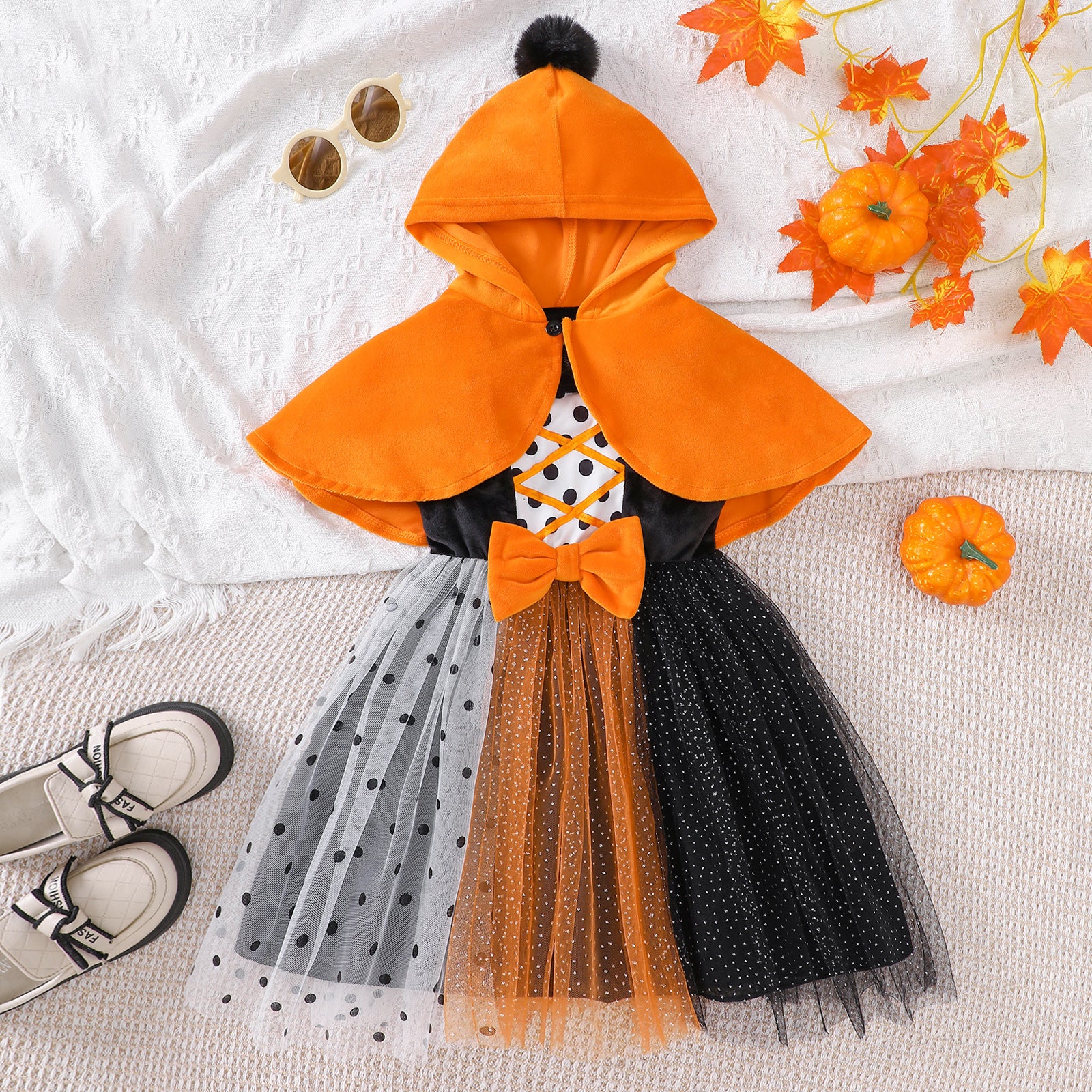 Halloween Mesh Skirt Cloak Two-Piece Set