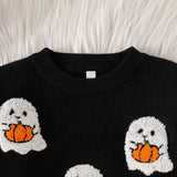 Halloween Three-Dimensional Embroidery Ghost Pumpkin Sweater