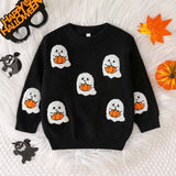 Halloween Three-Dimensional Embroidery Ghost Pumpkin Sweater