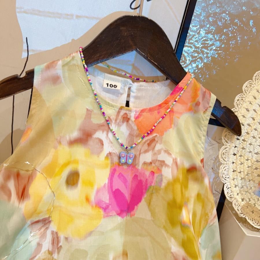 Oil Painting Sleeveless Dress + Hat