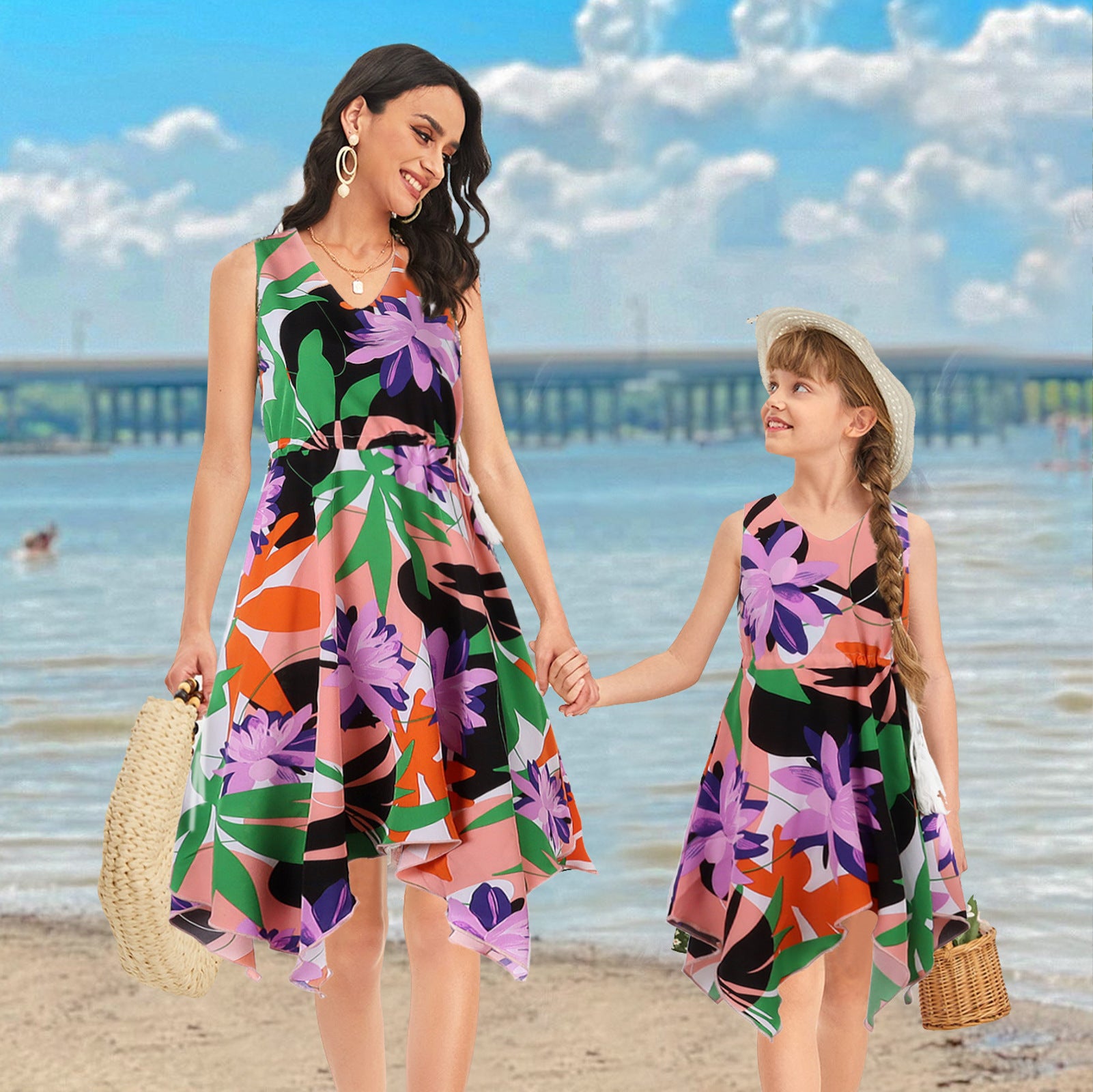 Mother-Daughter Matching Outfit Dress Printing Dress