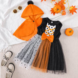 Halloween Mesh Skirt Cloak Two-Piece Set