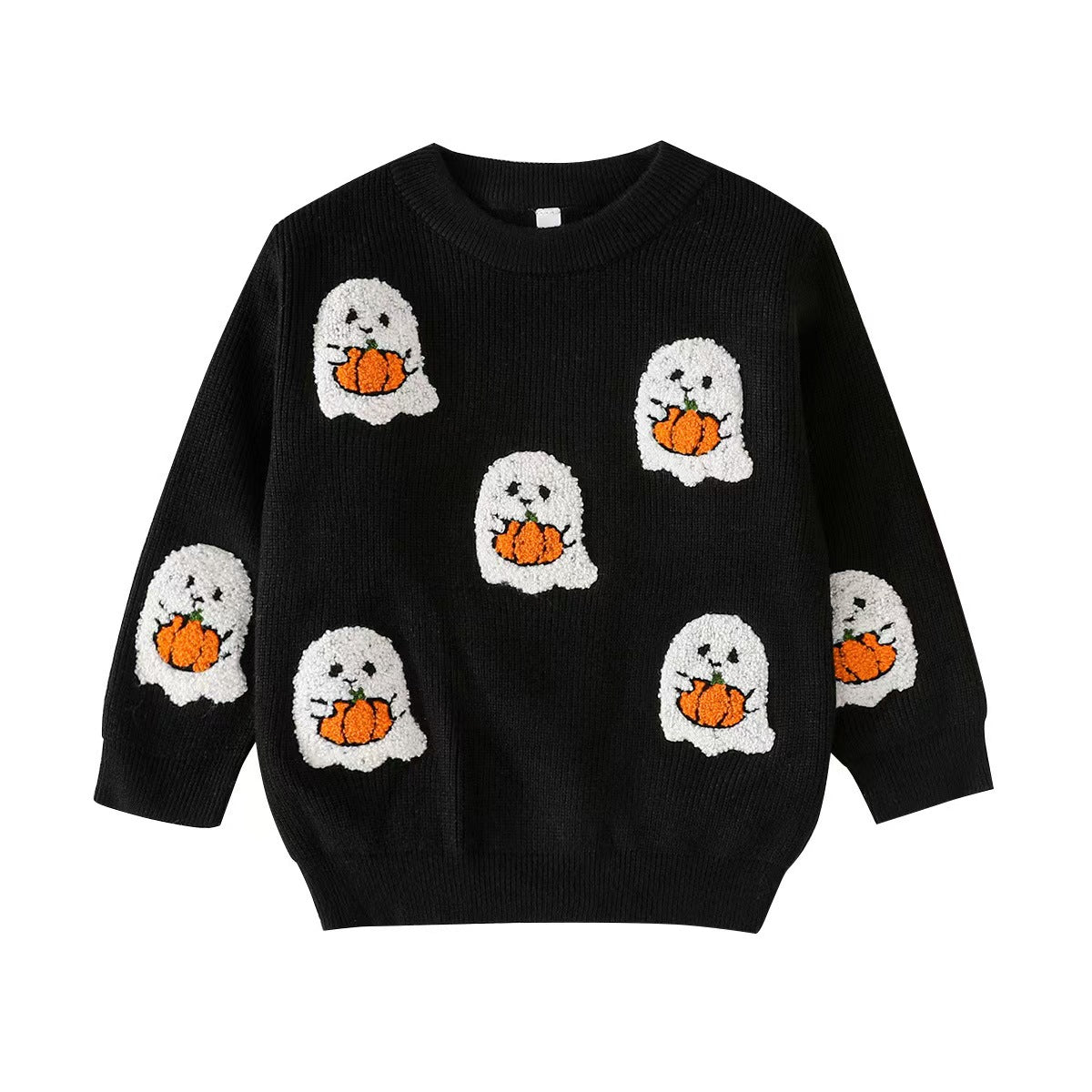 Halloween Three-Dimensional Embroidery Ghost Pumpkin Sweater