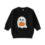 Halloween Three-Dimensional Embroidery Ghost Pumpkin Sweater