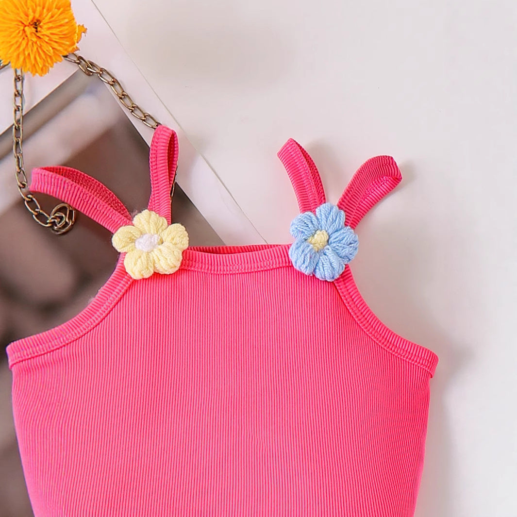 Cute Suspenders Top + Denim Skirt