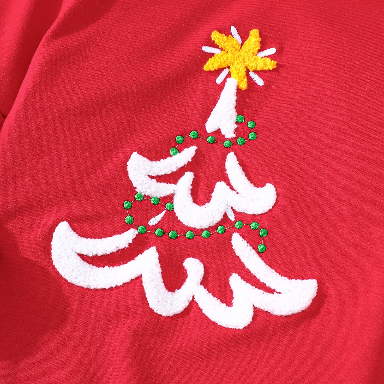 Christmas Long Sleeve Christmas Tree Embroidered Sweater Velvet Flared Pants Suit
