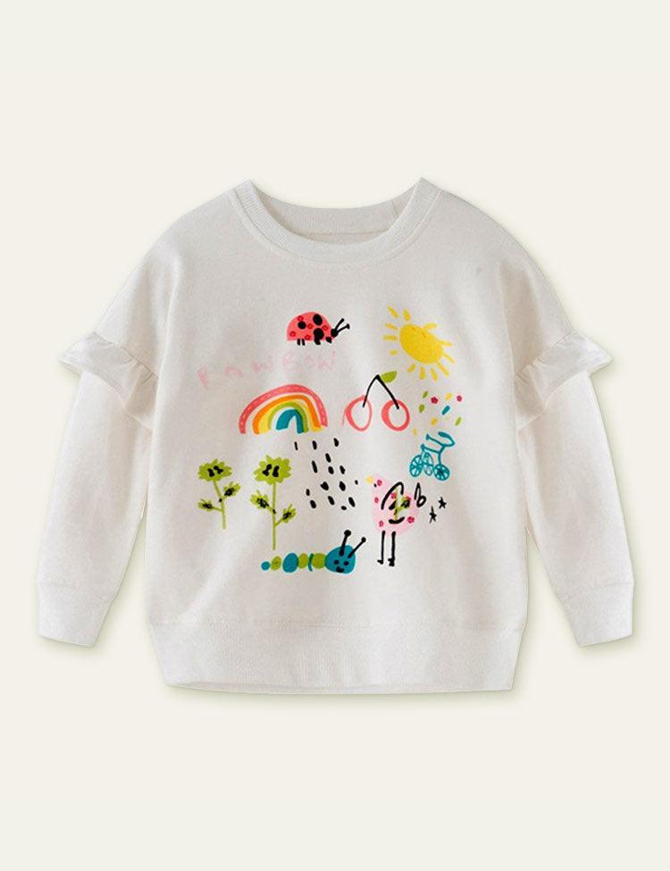 Cartoon Printed Crew Neck Sweatshirt - CCMOM