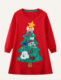 Christmas Sale-Embroidered Patch Long Sleeve Dress