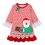 Christmas Dress Santa Claus an Embroidered Skirt