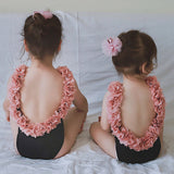 Mom & Me Three-Dimensional Flower Petals One-Piece Swimsuit