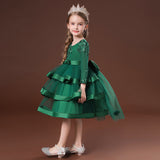Princess dress multi-layer lace bow embroidery party evening gown