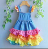 Lucky Sale-Cartoon cute colorful denim overalls skirt