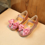 Princess Shoes Girl's Nude Shoes Bright Leather Bow Flat Leather Shoes
