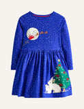 Christmas Sale- Dress Santa Claus Embroidery Girl Dress