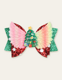 Christmas Tree Santa Claus Bow Wings Barrettes