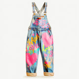 Lucky Sale-Children's light blue graffiti fan heart overalls