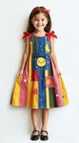 Lucky Sale-Colorful striped smiley face overalls skirt