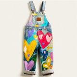 Lucky Sale-Oil painting style colorful heart overalls