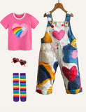 Lucky Sale Unisex-Multicolor Love Graphic Unisex Overalls
