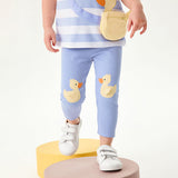 Striped Cartoon Girls' Short-Sleeved Suit