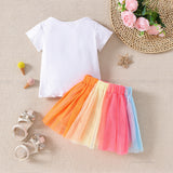 Letter Short Sleeve Top Skirt Suit