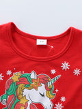 Christmas Unicorn Printed Snowflake Dress
