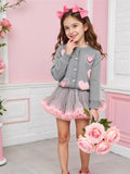 Girls' Color Knitted Sweater Tutu Skirt Two-Piece Set