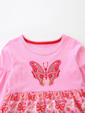 Butterfly Embroidered Long Sleeve Dress