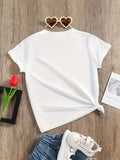 Butterfly Pattern Printed Girls' round Neck Short Sleeve T-shirt