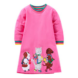 Cartoon Animal Embroidered Patch Dress