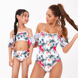 Mom & Me-Leaf Print Swimsuit