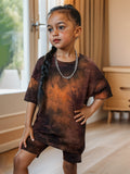Tie-Dye Printed Short Sleeve Suit