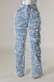 Denim Straight-Leg Pants
