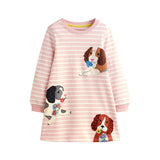 Animal Embroidered Patch Long Sleeve Dress