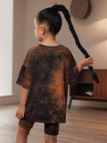 Tie-Dye Printed Short Sleeve Suit