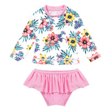 Flower Long Sleeve Swimsuit Set