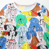 Princess dress cartoon round neck pocket long sleeve children's dress