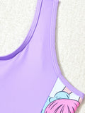 Cute Girl Print Swimsuit Suit