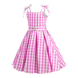 Barbie Party Suit Suspender Plaid Dress