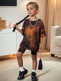 Tie-Dye Printed Short Sleeve Suit