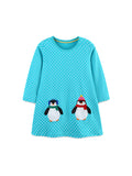 Penguin Embroidered Patch Dress