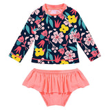Flower Long Sleeve Swimsuit Set