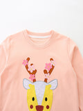 Christmas Cute Elk Children's round Neck Pullover