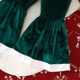 Christmas Long Sleeve Christmas Tree Embroidered Sweater Velvet Flared Pants Suit