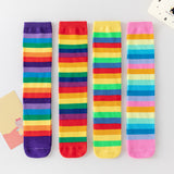 Rainbow striped mid-calf socks and knee socks for children autumn and winter