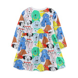 Princess dress cartoon round neck pocket long sleeve children's dress