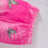 Butterfly Print T-shirt + Bell-Bottom Pants