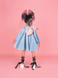 Bubble Long Sleeve Bow Dress