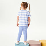 Striped Cartoon Girls' Short-Sleeved Suit